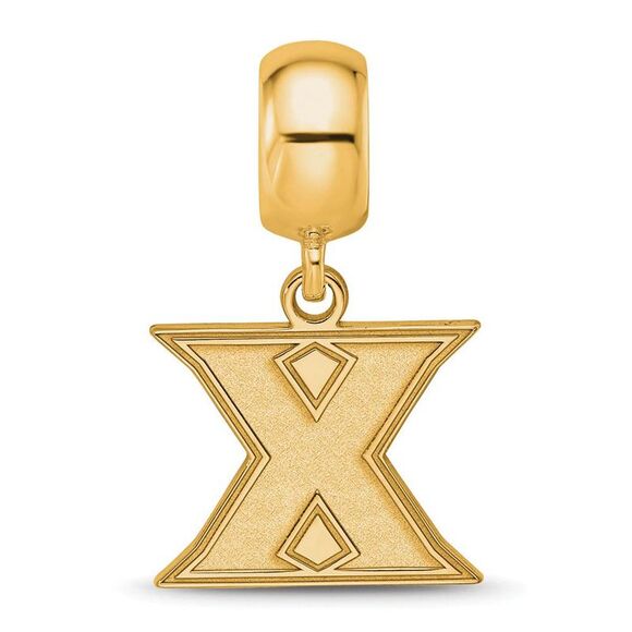 14k Gold Plated Silver Xavier University Small Dangle Bead Charm - Picture 3 of 6